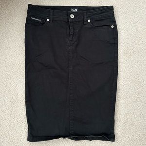 Dolce & Gabbana Black Denim Midi Skirt